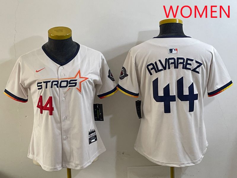 Women Houston Astros 44 Alvarez Cream Three generations Joint Name 2025 Nike MLB Jersey style 4